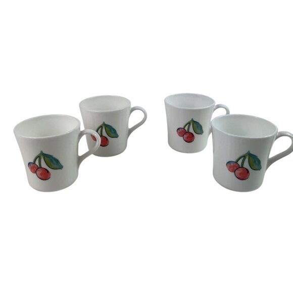 Corning Ware Coffee Mugs Lot of 4 Corelle Fruit Basket Cups Cherry Apple - Picture 2 of 10